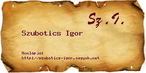 Szubotics Igor névjegykártya